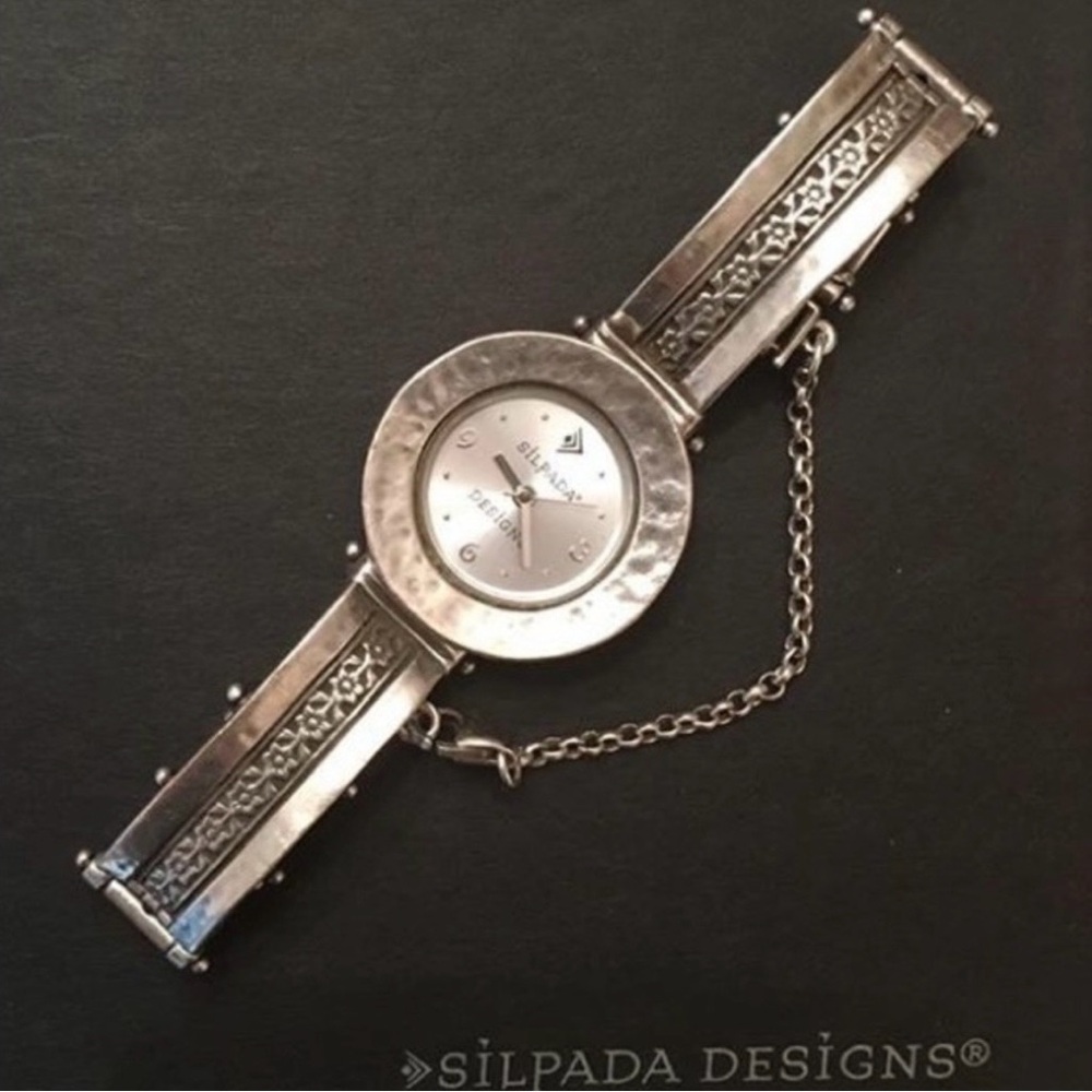 Silpada Sterling Silver Round Hammered Watch